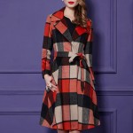  Women Elegant Plaid Wool Coat Fashion Winter Jacket Loose Casual Long Grid Woolen Overcoat Plus Size 