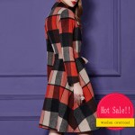  Women Elegant Plaid Wool Coat Fashion Winter Jacket Loose Casual Long Grid Woolen Overcoat Plus Size 
