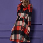  Women Elegant Plaid Wool Coat Fashion Winter Jacket Loose Casual Long Grid Woolen Overcoat Plus Size 