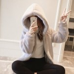  Women Faux Fur Coat Jacket  Fashion Warm Coat Long Hooded Jacket Long Sleeved outwear