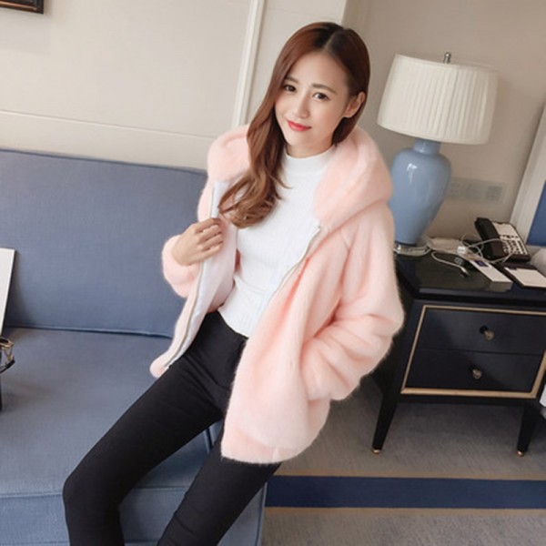  Women Faux Fur Coat Jacket  Fashion Warm Coat Long Hooded Jacket Long Sleeved outwear