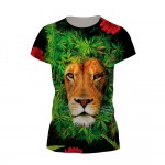  Women Men Punk Style T Shirt Casual Tee Tops Tiger Head & Hemp Leaf Digital Printed Short Sleeve Female T-shirt  Fashion Shirt