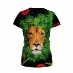  Women Men Punk Style T Shirt Casual Tee Tops Tiger Head & Hemp Leaf Digital Printed Short Sleeve Female T-shirt  Fashion Shirt