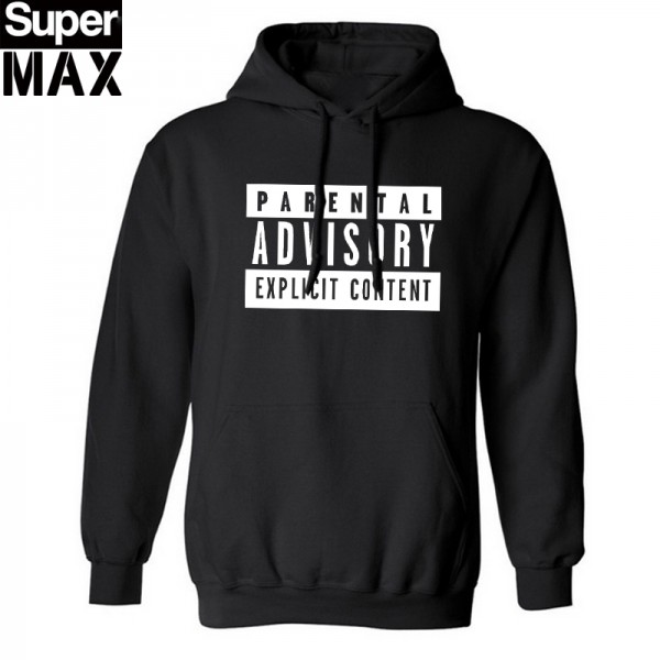  cotton blend mens sweatshirt casual Parental Advisory Explicit Content streetwear men fleece hoodies with hat H01