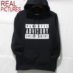  cotton blend mens sweatshirt casual Parental Advisory Explicit Content streetwear men fleece hoodies with hat H01