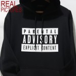  cotton blend mens sweatshirt casual Parental Advisory Explicit Content streetwear men fleece hoodies with hat H01