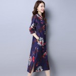  fashion cotton linen vintage print  women casual loose long autumn spring dress vestidos femininos party 2018 dresses