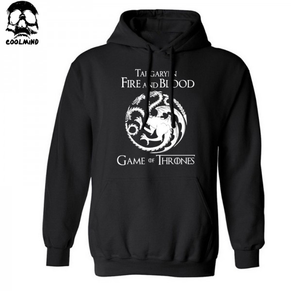  game of thrones HOUSE Targaryen mens sweatshirt fleece casual fire and blood men hoodies and sweatshirt H01