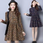  new fashion cotton linen vintage print plus size women casual loose autumn spring dress vestidos femininos party 2017 dresses