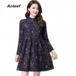  new fashion cotton linen vintage print plus size women casual loose autumn spring dress vestidos femininos party 2017 dresses