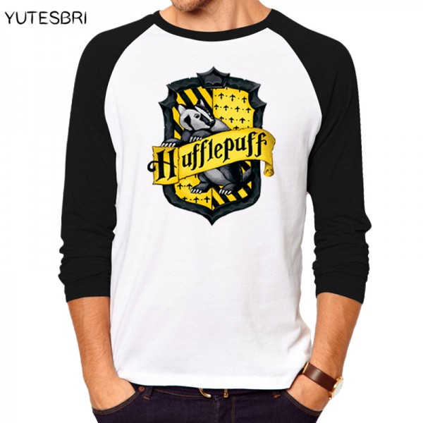  t shirt men Hufflepuff / Slytherin /   Gryffindor / Ravenclaw College badge high quality cotton T-shirt for men