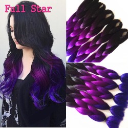 1-10pcs 24" 100g Crochet Braids Hair Full Star Black Purple Blue Ombre  Braiding Hair Jumbo Braiding Hair Synthetic Braids Hair