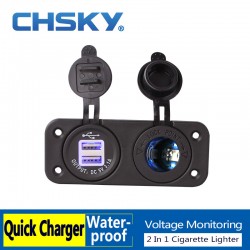 1 Piece Blue Led Dual 12v Car Cigarette Lighter Socket Splitter 12v USB 3.1A Power Adapter Charger Digital Voltmeter