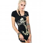 1 Piece Cotton Women's Summer Plus Size Sexy Zipper Jag Backless Slim Skull Printing Dress Lady Fashion Party Street Dress