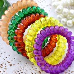 10 PCS/lot Women Girls Ladies Hair Bands Black Colorful Elastic Rubber Telephone Wire Style Hair Ties  Plastic Rope Hairband