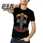 100% Cotton Tee Print Shirts Guns N Roses Led Zeppelin The Beatles T Shirt Men 3D Black Friday Short Sleeve Hip Hop Tshirt Homme