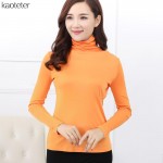 100% Pure Silk 2016 New Autumn Basic Women Long Sleeve Turn-Down Collar Casual Tees T Shirt Tops Female Plus Size L XXXL T-shirt