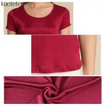 100% Pure Silk Women's T-Shirts Femme Tops Tees Shirt Women Casual Solid Candy Color Female Short Sleeve Fashion Ladies Shirts