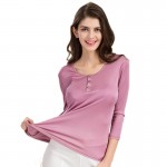 100% Pure Silk Women's T-shirts Femme 3/4 Sleeve Loose Casual Tees Shirt Women Tops Ladies Candy Color Shirts Female T-shirt