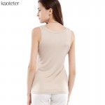 100% Pure Silk Women's Tank Tops Femme Thickening Lengthening Women Cany Color Tank Tops Female Casual Sleeveless Ladies Woman