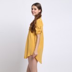 100% Silk Long Shirt Natural Silk Crepe De Chine New Women Fall Half Sleeve Shirt Exclusive Desigual with Belt