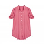 100% Silk Long Shirt Natural Silk Crepe De Chine New Women Fall Half Sleeve Shirt Exclusive Desigual with Belt