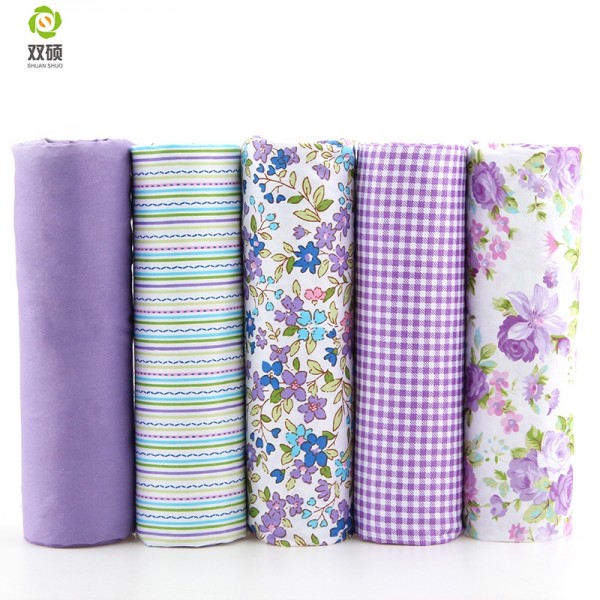 100% Tissus Cotton Fabric Telas Patchwork Fabric Fat Quarter Bundles Fabric For Sewing DIY Crafts Purple Color 40*50cm 5pcs/lot