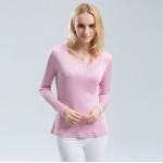 100% pure REAL SILK women base knitted long sleeve T shirt  Basic round neck camisetas femininas undershirt Large size NEW