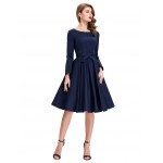 100%Cotton Long Sleeve 50s rockabilly dresses 2016 Autumn Retro Vintage 1950s Big Swing Midi Tunic Rockabilly Dress With Belt