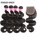 10A Mink Brazilian Virgin Hair 4 Bundles With Closure Brazilian Body Wave with Closure Best Human Hair Bundles with Lace Closure