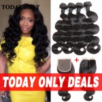 10A Mink Brazilian Virgin Hair 4 Bundles With Closure Brazilian Body Wave with Closure Best Human Hair Bundles with Lace Closure