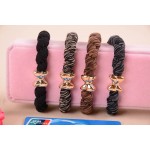 10pcs/lot Gold Plated Bowknot Button Big Black Elastic Ponytail Holders Hair Accessories Cute Girl Women Rubber Bands Tie Gum