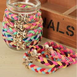 10pcs/lot High Quality Weaves Wide Gold Plated Bowknot Ponytail Elastic Holders Hair Accessories Girl Women Rubber Band Tie Gum