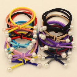 10pcs/lot Super Quality Elastics Pearls Rubber Bands Double Layers 2016 New Fashion Women Girls Hair Holders Accessories Tie Gum