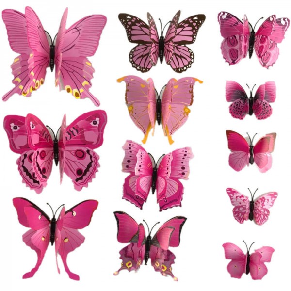 12 Pcs/Lot PVC 3D DIY Butterfly Wall Stickers Home Decor Poster for Kitchen Bathroom Fridge Adhesive to Wall Decals Decoration