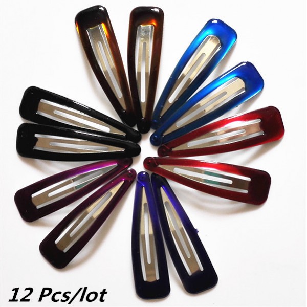 12 Pcs/Pack Colored Big 6cm (2.5'' Inch) Hair Clips Girl's Hairpin Women Hair Accessories