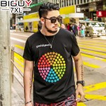 140kg Fat T shirt Men Fashion 2017 Summer T Shirt Homme Big Size Short Sleeve Colorful Circle Casual Mens T-shirt 5xl 6XL 1638