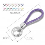 15 Colors PU Leather Braided Woven Rope Double Rings Fit DIY bag Pendant Key Chains Holder Car Keyrings Men Women Keychains K224