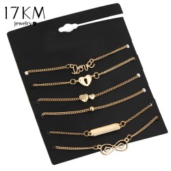 17KM 5Pcs/Set Alloy Hot New Bijoux Fashion Vintage Infinity 8 Bracelets For Women Bracelet Set Gift Wholesale Men Jewelry