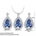 17KM Fashion Blue Crystal Water Drop Jewelry Set Necklace set African Beads Charms Maxi Earrings Statement  Wedding Jewelry Set