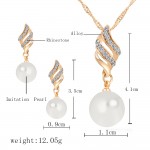 17KM Fashion Women Necklace Earrings Jewelry Sets Crystal Gold Color Big Simulated Pearl Wedding Party Jewelry Sets For Women