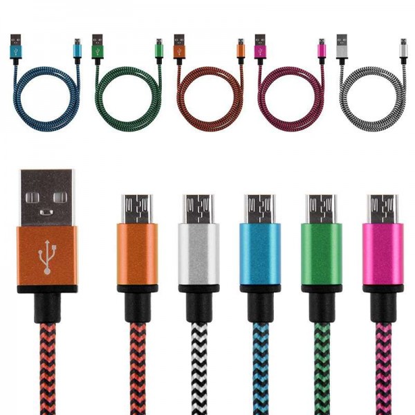 1M/2M/3M High Quality 5Colors Braided Fabic Nylon Woven USB Data Sync Charger Cable Cord Wire for Android Phone Smart Cell Phone