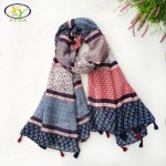 1PC 2017Spring New Design Acrylic Cotton Fashion Women Long Tassels Scarf Woman New Flower Viscose Tassels Shawls Pashminas