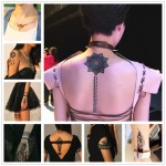 1PC Fashion Flash Waterproof  Tattoo Women Black Ink Henna Jewel Sexy Lace BJ019 Flower Pendant Wed Henna Temporary Tattoo Stick