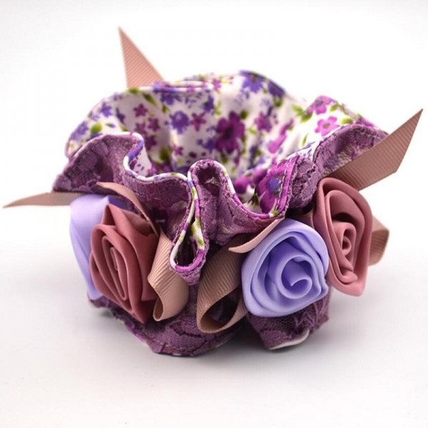 1Piece Hair Accessories for girl & women lace Hair Rope Super Elastic Headbands Floral printed Ponytail Scrunchie high quality