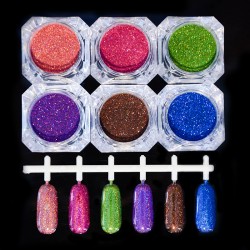 1g Holographic Laser Powder Nail Glitter Gorgeous Glitter Powders 6 Colors # 8342619