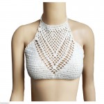 1pc Women Halter Knitted Crop Top Crochet Beach Bikini Boho Bralette Bra Tank Top