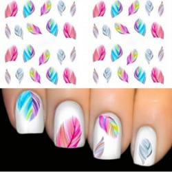 1pcs FEATHER Nail Art Water Transfer Decal Sticker Rainbow Dreams Bright Color Stickers For Nails Stickers For French Manicure