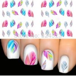 1pcs FEATHER Nail Art Water Transfer Decal Sticker Rainbow Dreams Bright Color Stickers For Nails Stickers For French Manicure