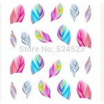 1pcs FEATHER Nail Art Water Transfer Decal Sticker Rainbow Dreams Bright Color Stickers For Nails Stickers For French Manicure